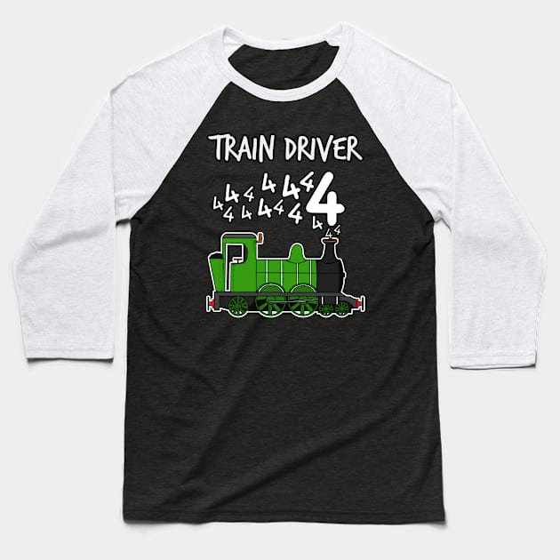 Train Driver 4 Year Old Kids Steam Engine Baseball T-Shirt by doodlerob